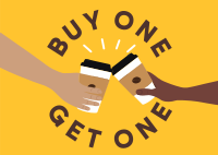 Buy One Get One Coffee Postcard Design