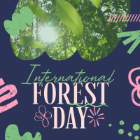 Doodle Shapes Forest Day Instagram Post Design