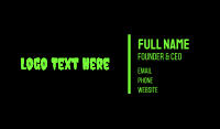 Green Creepy Slime Font Business Card Design