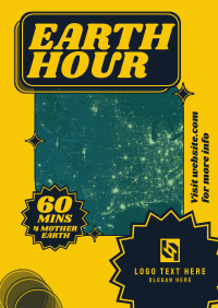 Retro Earth Hour Reminder Poster