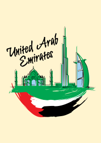 UAE City Scribbles Poster