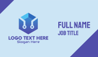 Blue Electric Hexagon Business Card Design