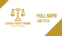 Gold Attorney Lawyers Scales of Justice Business Card Design