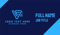 Blue Digital Letter V Business Card Design