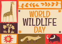 Paper Cutout World Wildlife Day Postcard