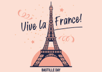 Eiffel Tower Bastille Greeting  Postcard