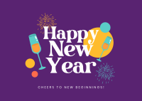 New Year Cheers Postcard Design