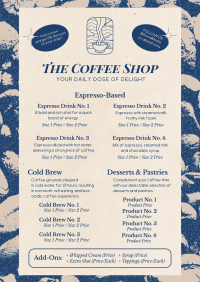 Modern Nostalgia Coffee Menu Menu