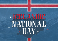 Sparkly Icelandic National Day Postcard