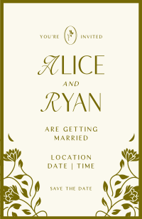 Elegant Floral Wedding Invitation Image Preview