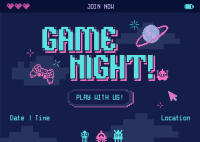 Pixelated Game Night Postcard