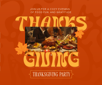 Retro Thanksgiving Party Facebook Post Design