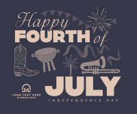 4th of July Illustration Facebook Post