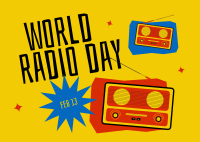 Happy World  Radio Day Postcard