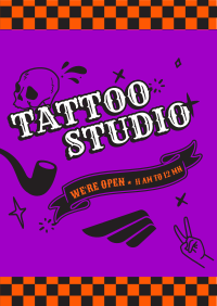 Checkerboard Tattoo Studio Poster