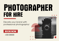 Photographer for Hire Postcard Design