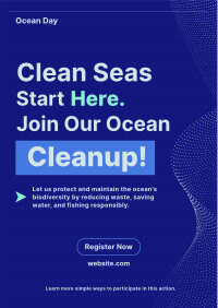 Ocean Day Clean Up Minimalist Flyer