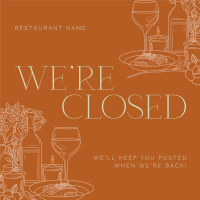 Luxurious Closed Restaurant Instagram Post Design