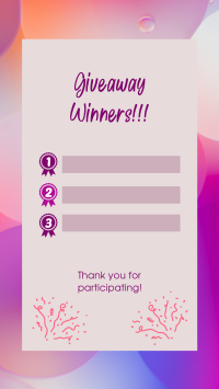 Aesthetic Giveaway Winners Instagram Story