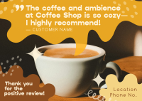 Quirky Cafe Testimonial Postcard