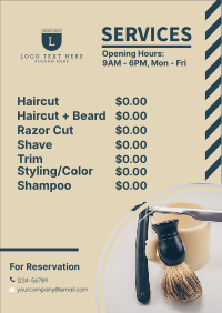 Barber Shop Pricelist Menu