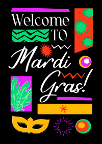 Mardi Gras Mask Welcome Poster