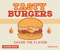 Vintage Tasty Burger Facebook Post Design