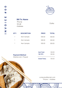 Ramen Noodles Invoice