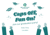 Caps Off Fun On Graduation Party Postcard