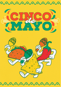 Cinco De Mayo Mascot Celebrates Poster