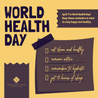 Health Day Reminders Instagram Post