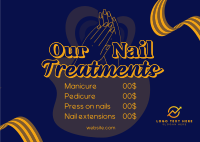 Nail Treatments List Postcard