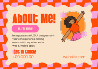 Quirky Fun About Me Postcard Design