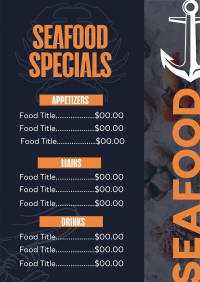 Seafood Specials Menu