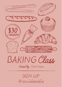 Illustrated Baking Class Flyer