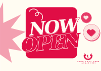 Retro Now Open Postcard