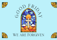 Good Friday Stained Glass Postcard