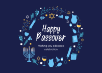 Happy Passover Wreath Postcard