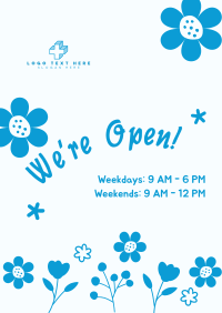 We're Open Flower Power Poster