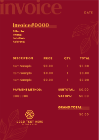 Luxury Dining Invoice