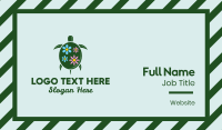 Floral Green Turtle Business Card Design