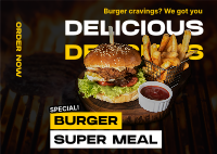 Special Burger Meal Postcard Design
