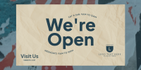 We're Open Crumpled Paper Twitter Post