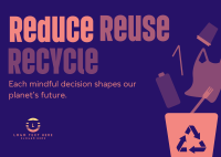 Reduce Reuse Recycle Waste Management Postcard