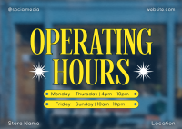 Minimalist Operating Hours Postcard