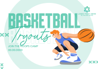 Basketball Tryouts Postcard Design