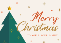 Christmas Tree Greeting Postcard Design