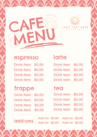 Barista Menu example 2