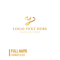 Gold Cursive Letter Y Business Card Image Preview