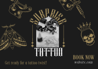 Tattoo Shop Promo Postcard Design